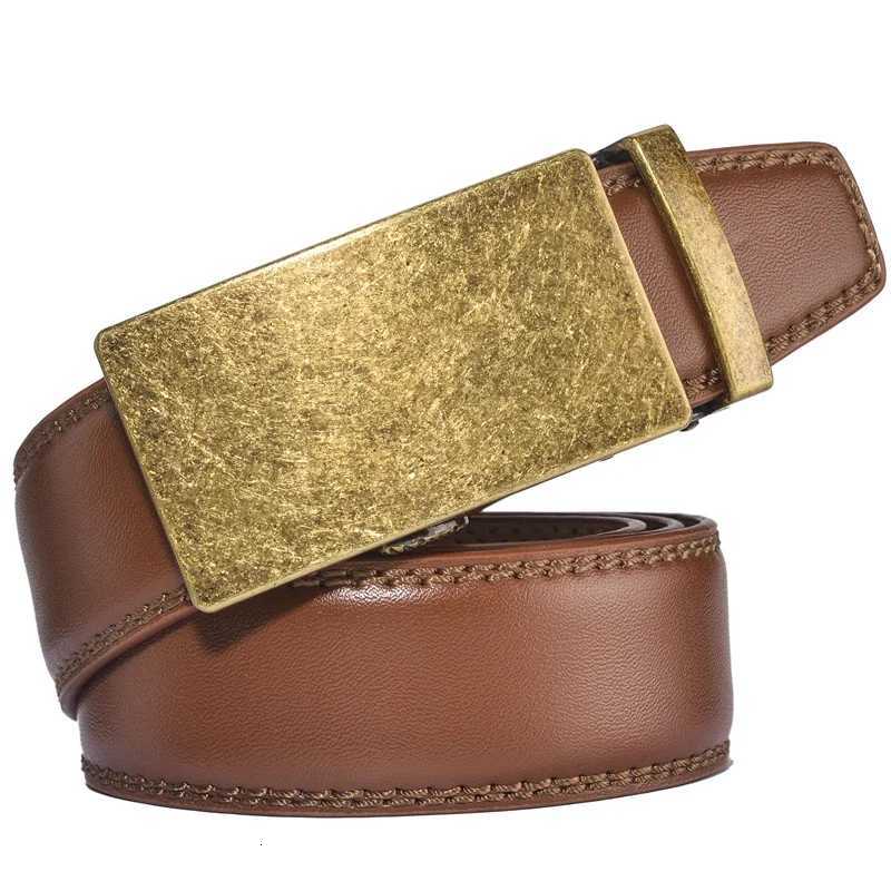 Plyesxale Brown Leather Belt Men 2024 Automatic Buckle Mens Belt For Jeans Vintage Style Mens Belts Luxury Ceinture Homme B9T251107