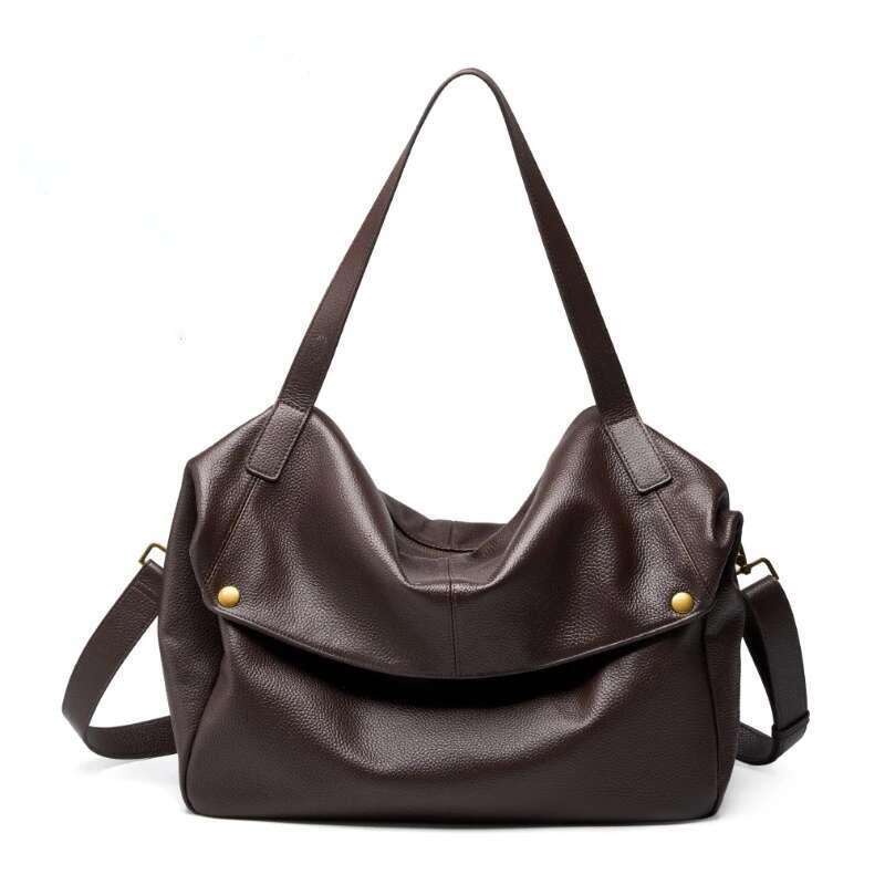 2025 New Large Capacity Women's Shoulder Bag Genuine Leather Tote Casual Handbag For University Students And Commuters Crossbody