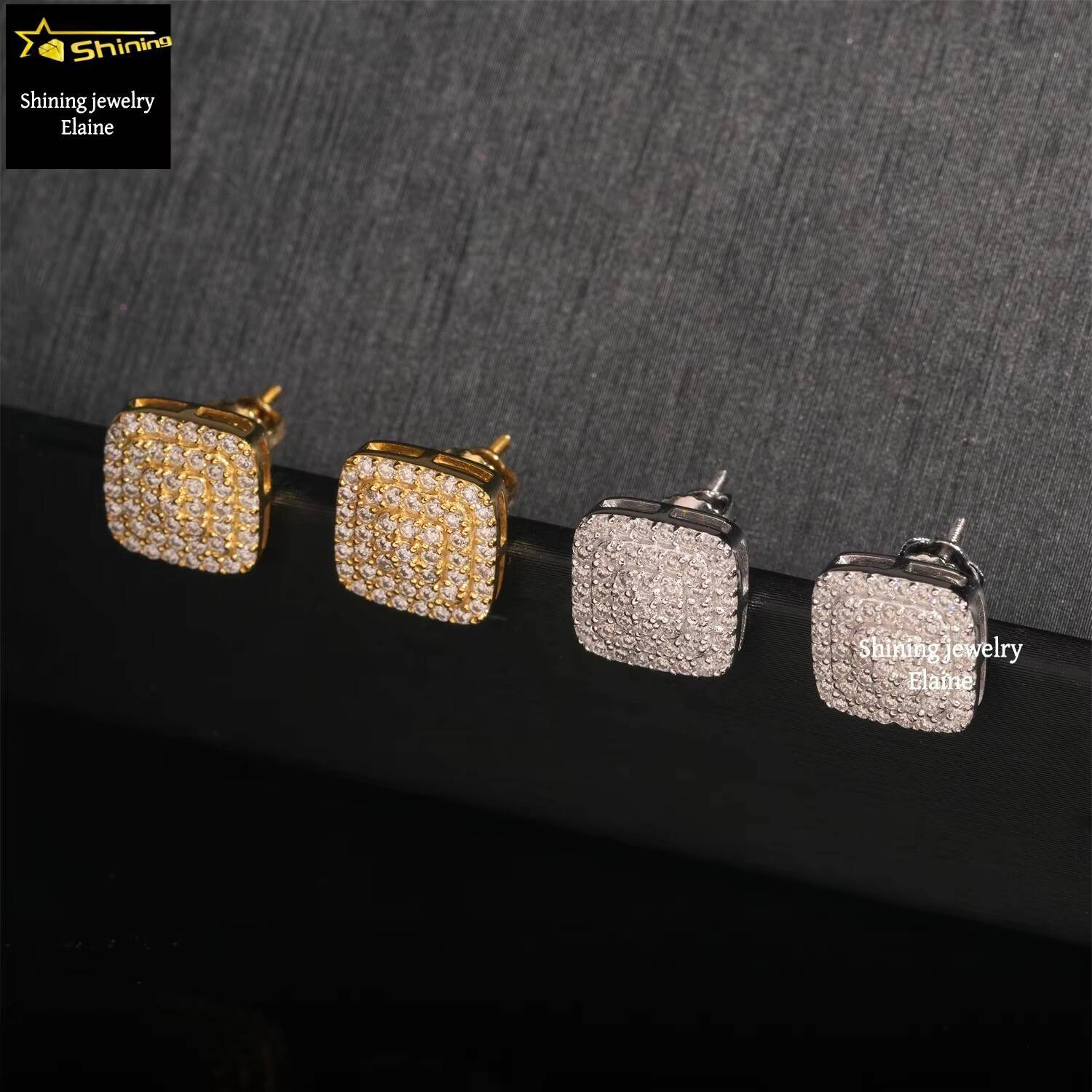 Fashion Hip Hop 10MM Width Sterling Silver 925 Pass Tester Lab Diamond Iced Out D Color VVS Moissanite Fine Jewelry Earrings