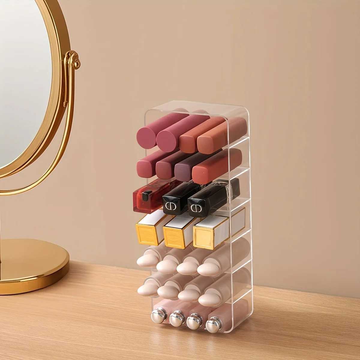 7 Grids Lipstick Organizer Clear Cosmetic Jewelry Box Lipstick Holder Display Rack Acrylic Makeup Organizer Lipstick Storage Box J251115