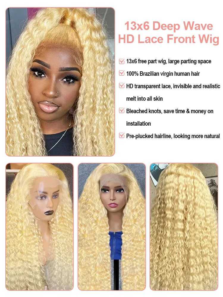 40 Inch Blonde 613 HD Lace Frontal Wig 13x6 Curly Wigs Preplucked Loose Deep Wave Wigs Human Hair 13x4 Lace Frontal Wig W251107