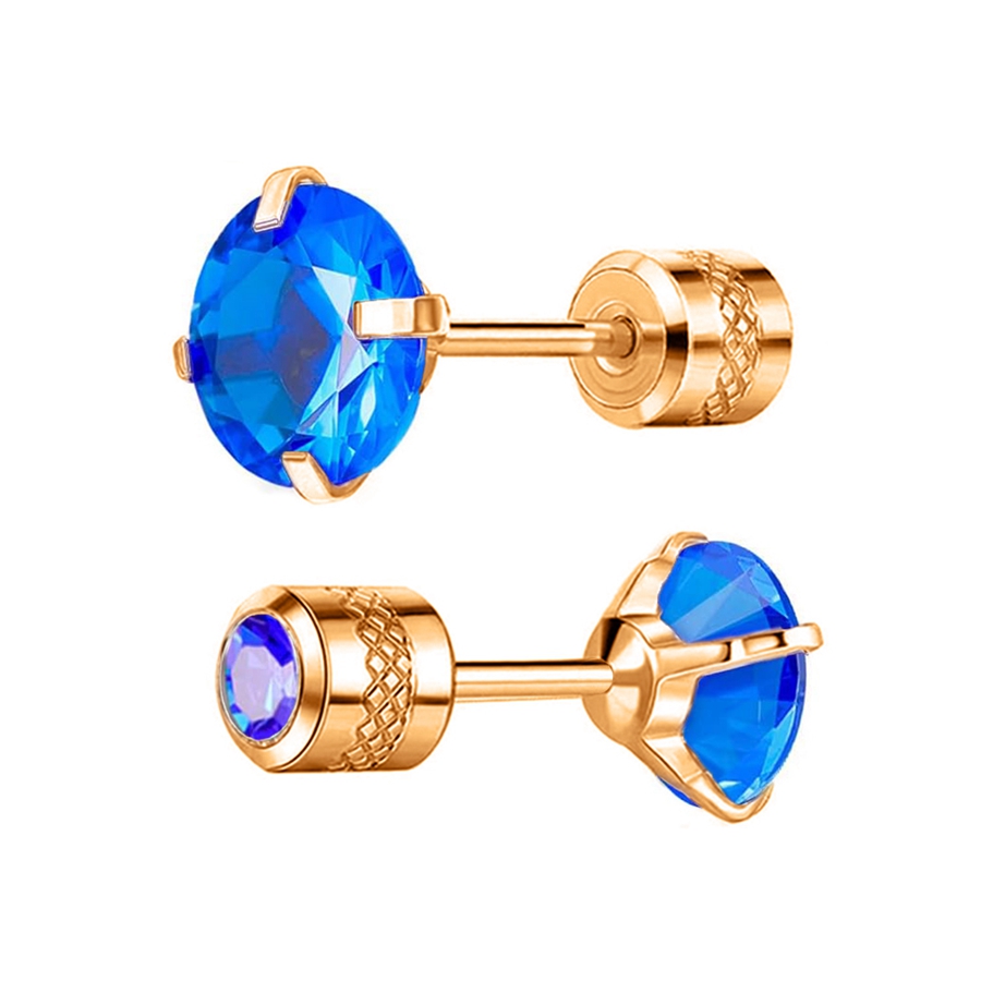 1pair Blue Diamond 316L Stainless Steel Stud Earrings For Men Women Not Fade Ear Rings Jewelry Hypoallergenic Tiny CZ Zircon Screw Back Earring Tragus