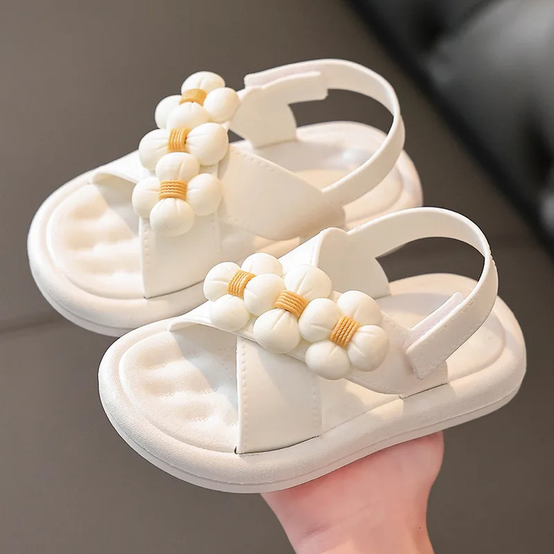 Kids Girls Sandals Platform Flats Princess Flower Childrens Baby Summer Shoes Pink Soft Footwear Fashion kids Beach EVA shoes 250407