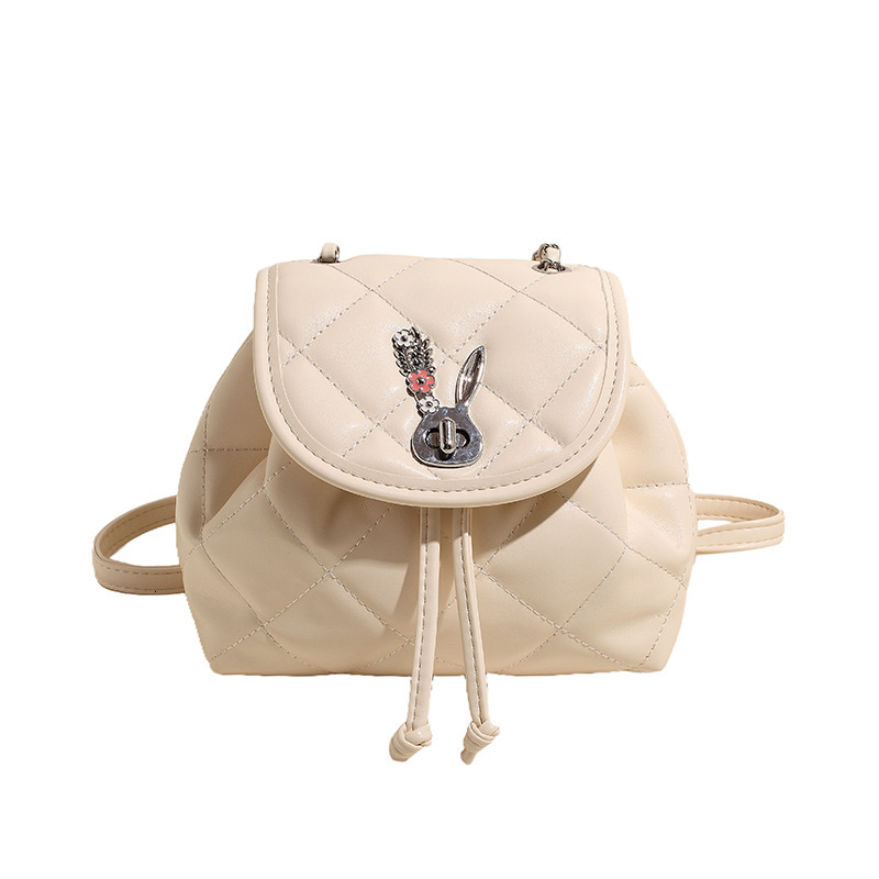 2025S Designer Women S Bag Lock Buckle New Solid Color Texture Niche Design Chain Bag Small Fashion Versatile Simple Backpack