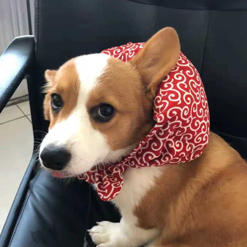 High Quality Pet scarf dog cat Japanese style dog Bandanas Shiba Inu cloth packaging shape collar cotton kitten puppy Tang grass pattern T250407