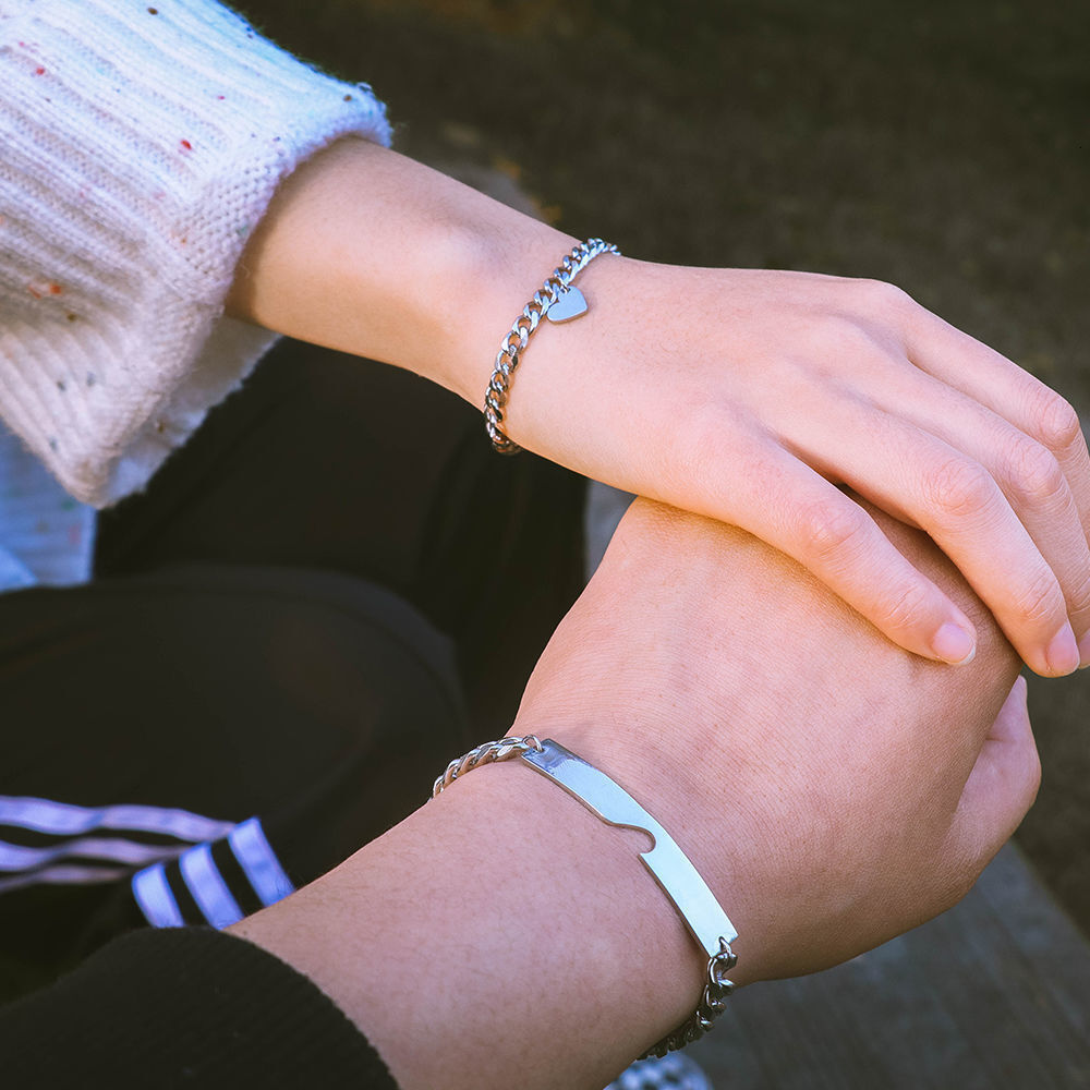 Minimally smooth heart-shaped square piece splicing without fading, handmade couple titanium steel bracelet