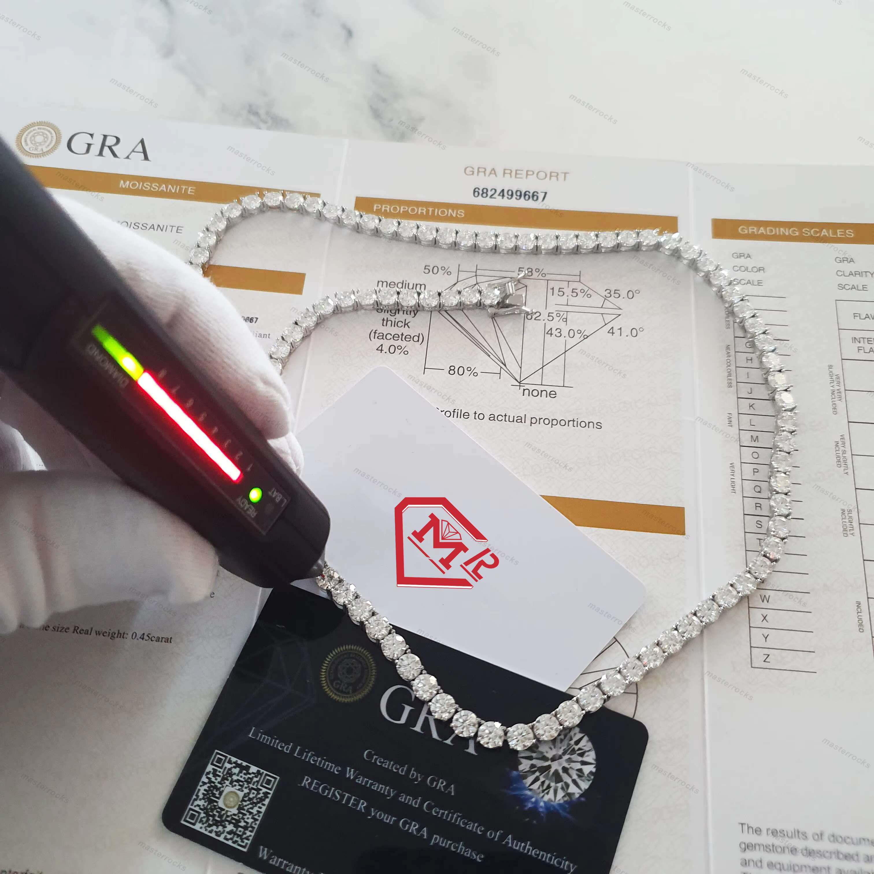 Factory 925 Sterling Silver Necklace Iced Vvs Moissanite Gra Certificate Hip Hop Diamond Tennis Chain
