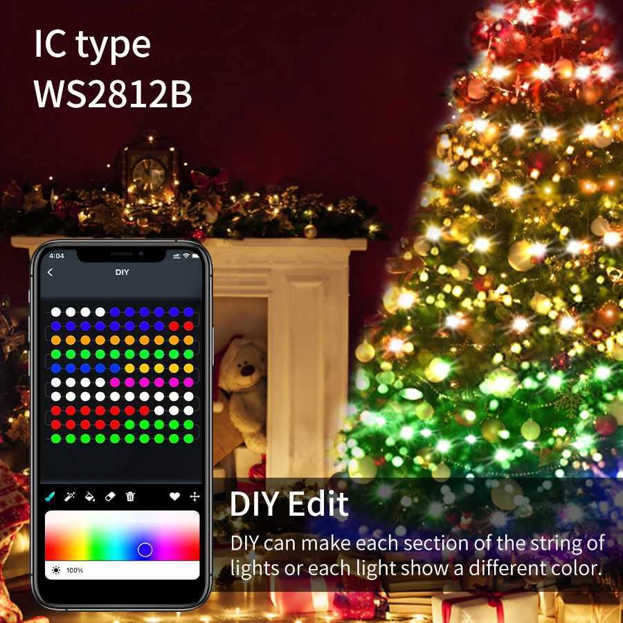 Led Fairy Light Strip Christmas Lights Smart Bluetooth USB Music Festoon Street Garland Wedding Birthday Party Decor for Home W251107