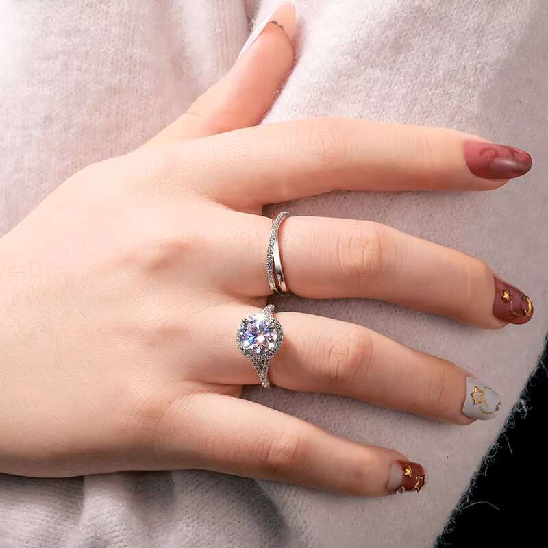 Fine Jewelry Eernity 3ct 9mm Moissanite Ring 925 Sterling Silver Iced Out Engagement Ring for Men Women