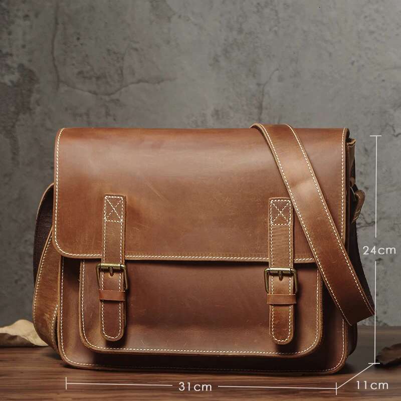 NUKA Retro Genuine Leather Messenger Crazy Horse Cowhide Shoulder Bag Men And Women High Quality Brand Crossbody Bags