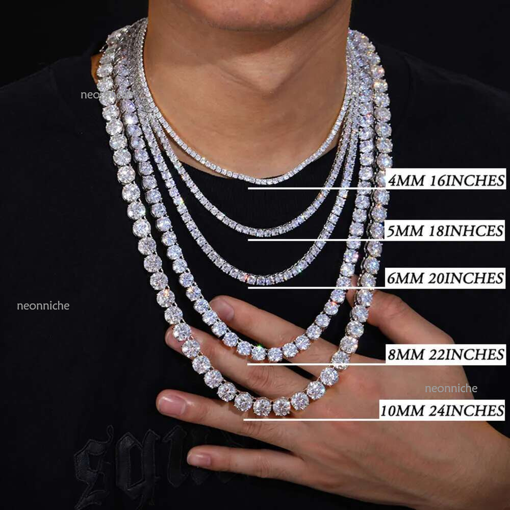 3-4MM Width Designer 14k gold moissanite bracelet necklace Hip-hop tennis sterg sier VVS Moissanite dia cluster Iced out cuban chain for men women