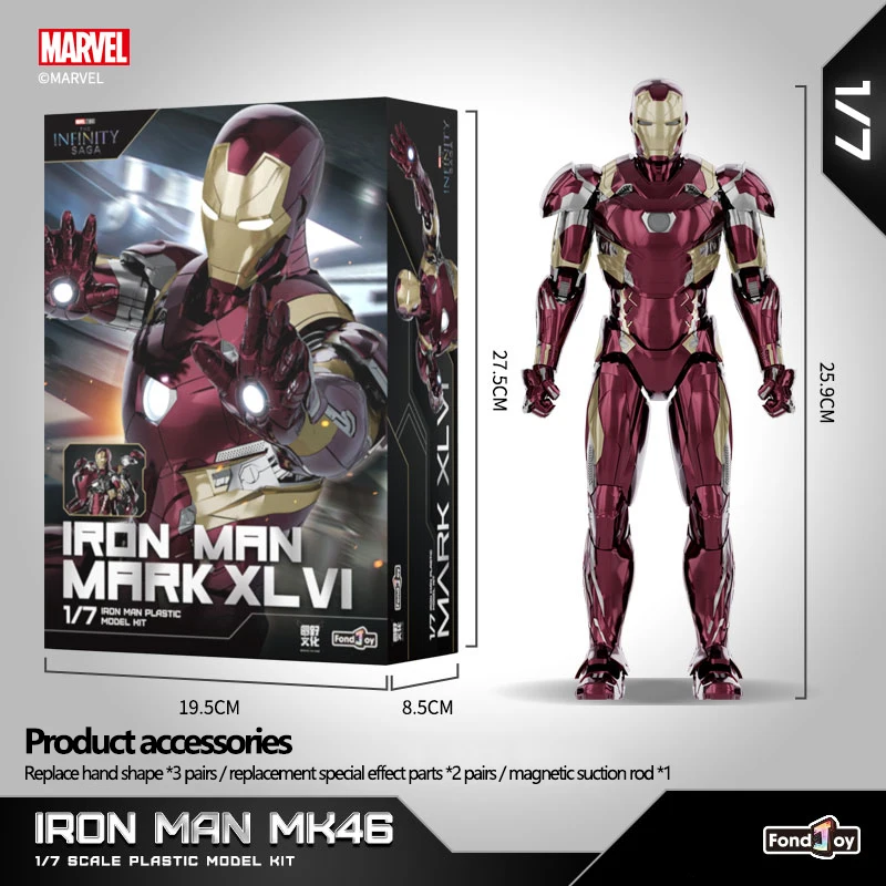 Fondjoy Marvel Iron Man MK46 1/7 Scale LED Model Kit Wholesale - Light-Up Reactor Collectible Action Figure, Bulk Stock for Resellers Boy Toy Gift