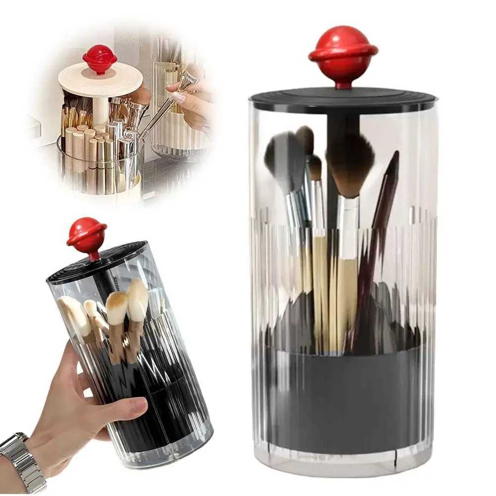 Portable Automatic Lifting Makeup Brush Holder with Dustproof Lid Cosmetic Storage Box For BrushesLipsticks Makeup Organizer J251115