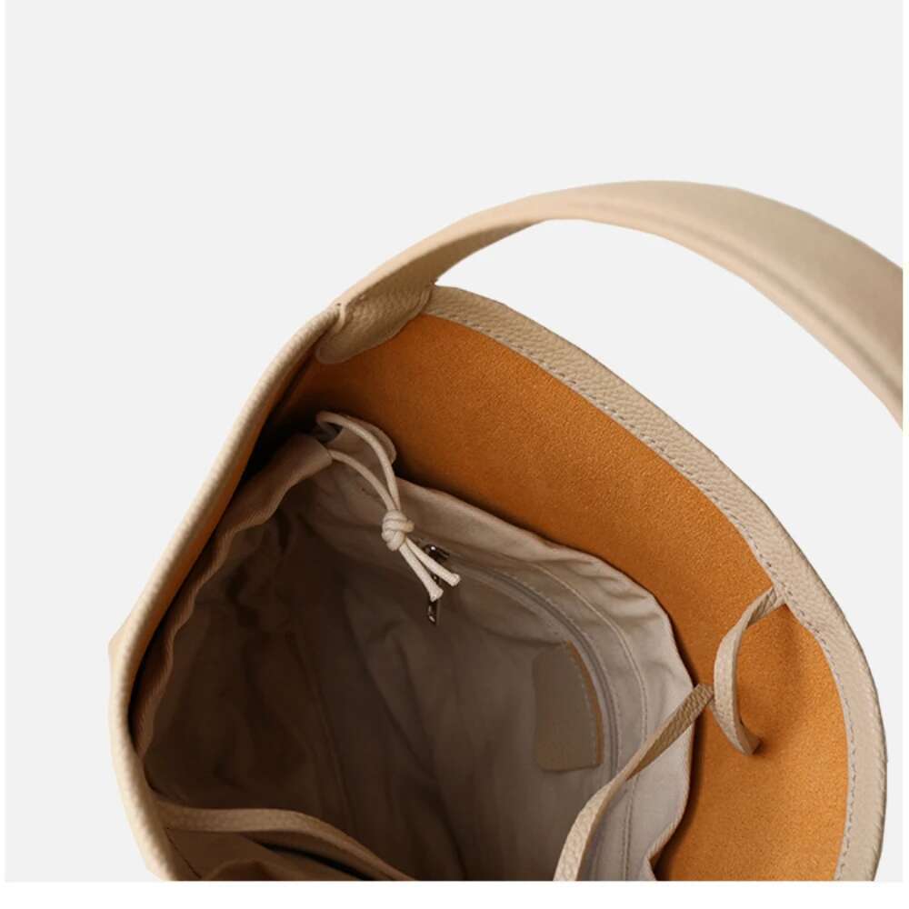 Minimalist All-Match Big Travel Bucket Tote Cowskin Women Shoulder Shopper Bag 2 Size High Quality Cowhide Leather Handbag