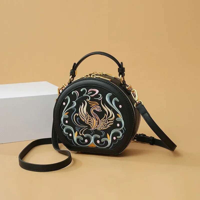 Embroidery Fashion PU Crossbody Circular Sewing Thread 2025 High Quality Bags for Women Pu Zipper Women's Handbags 's