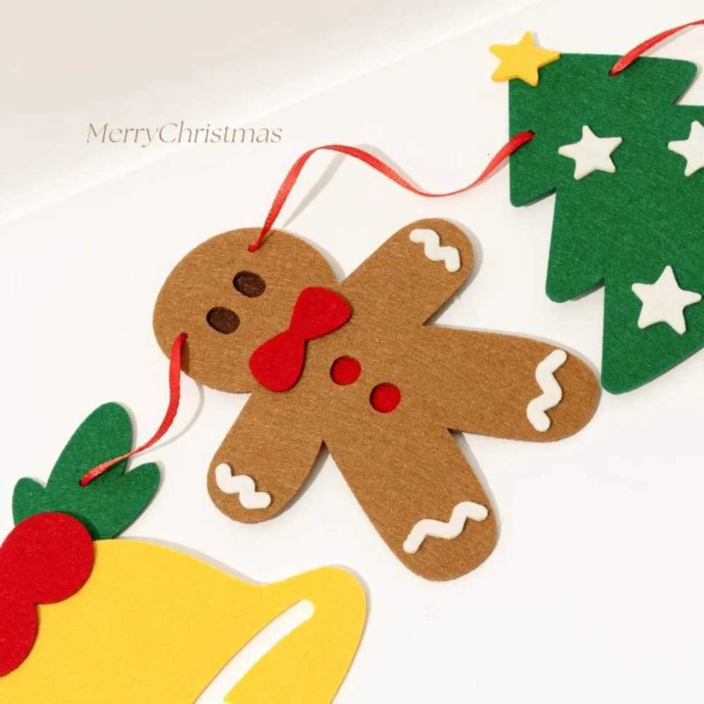 Merry Christmas Handmade DIY Pull Flag Christmas Party Wall Luminous Banner Home Christmas Decorations Room Background Decor W251107