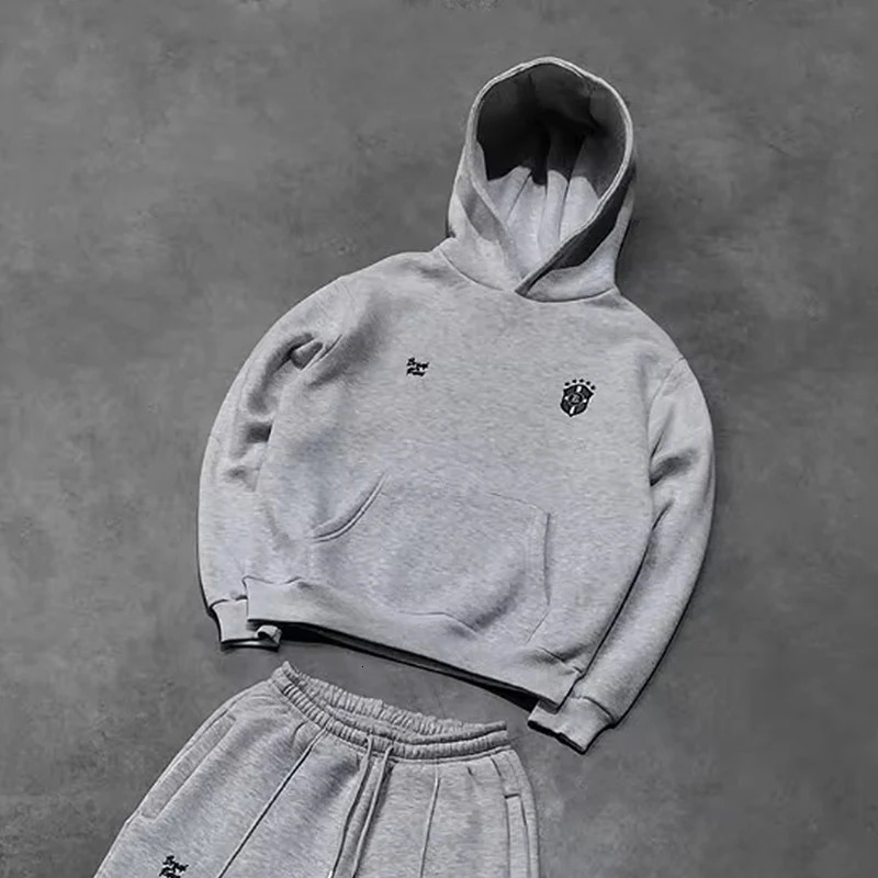 Y2K Mens Harajuku Hoodie Street Clothing Gothic Sports Pants Fashion Trend Set ed Retro Pattern Oversized Shirt 250407