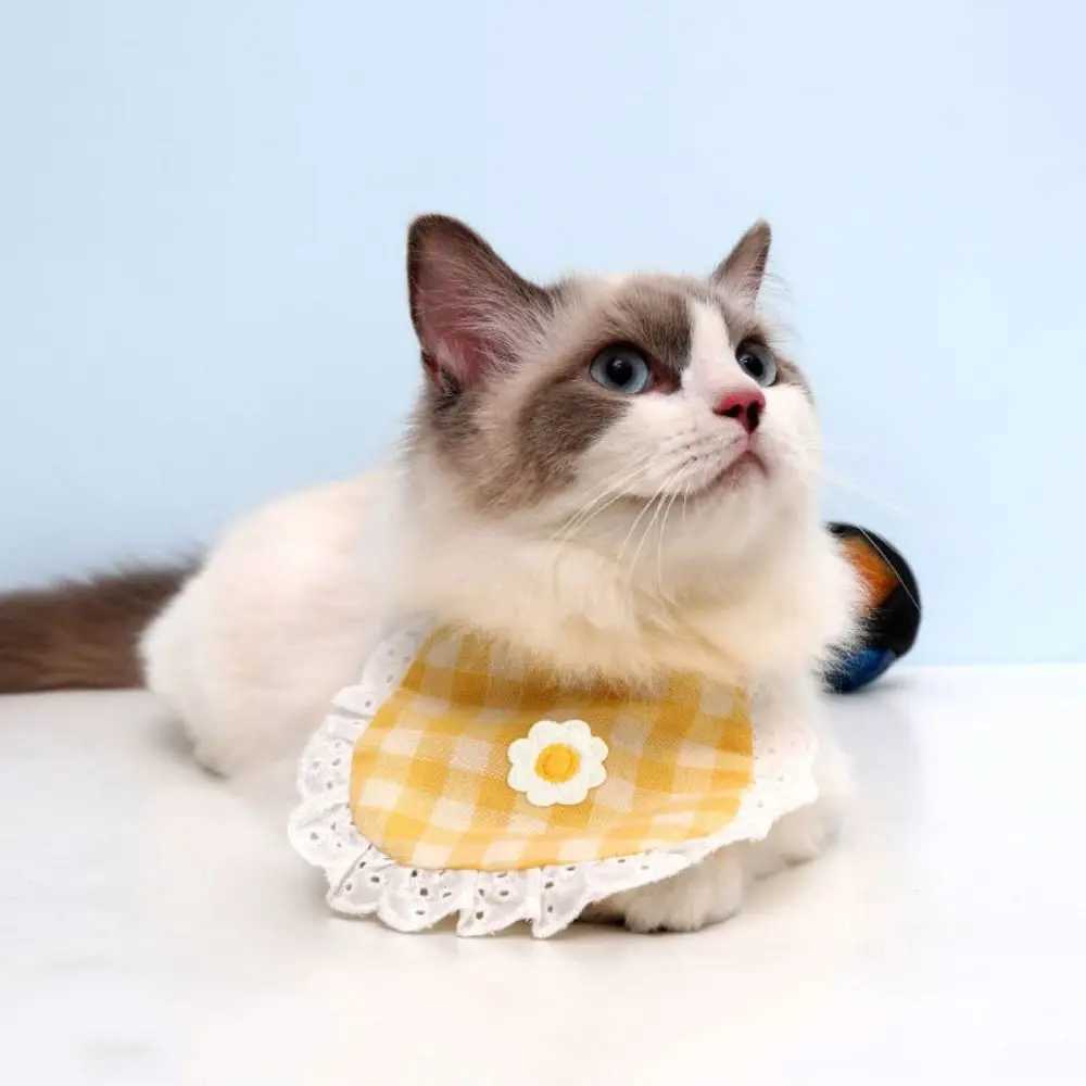 High Quality Fashionable and cute dog flower Saliva towel adjustable breathable sunflower pet neck soft pet plain bib T250407