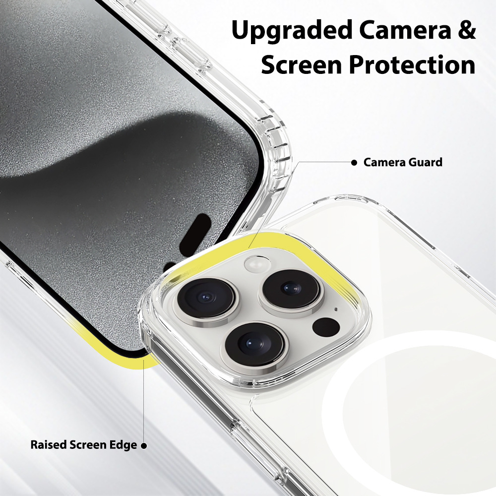 Magnetic Transparent Phone Cases for iPhone 17 Pro Max Air iPhone 16 Plus with Slim Military Grade Drop Protection Rugged Shockproof Protective Cell P