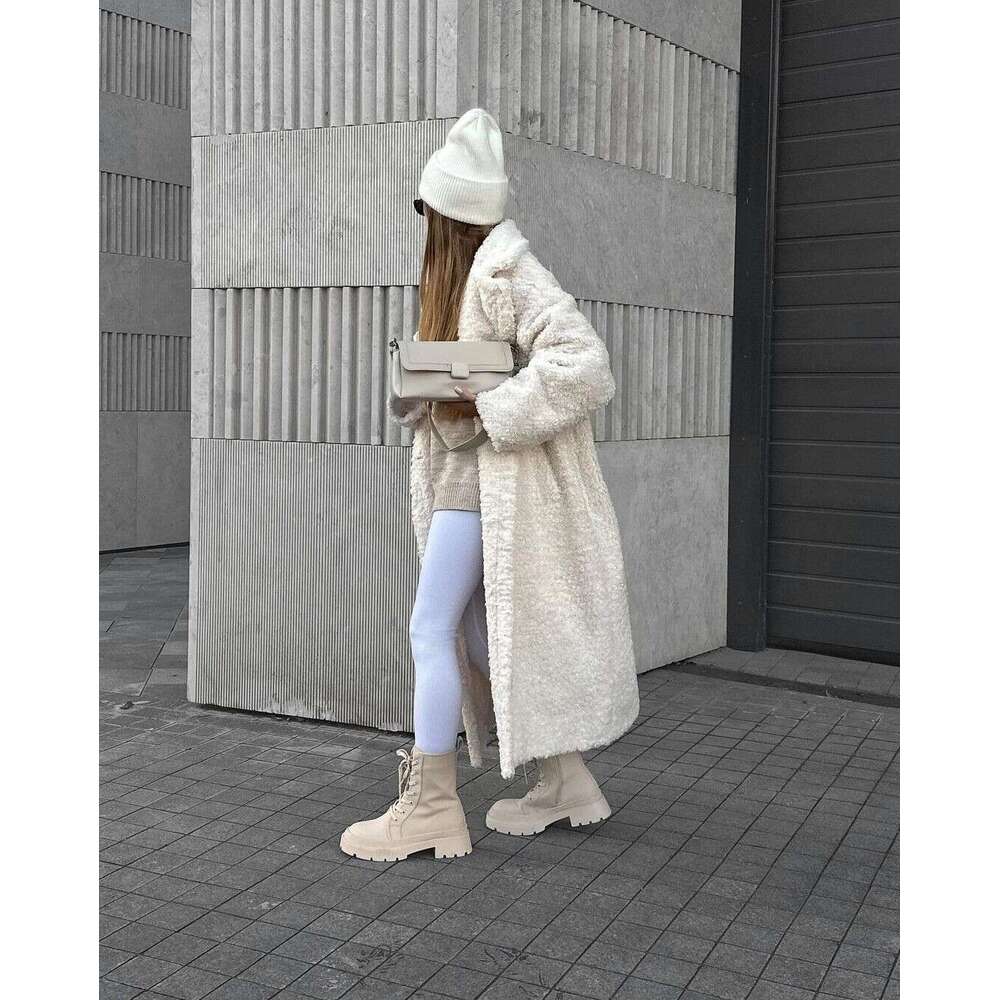Autumn Winter New Cross-Border Women's Fashion Elegant Commuter Coat Long Sleeve Turn-Down Collar Furry Jacket for Women