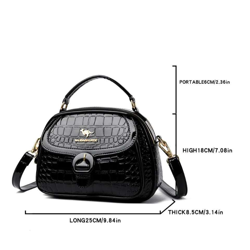 Genuine Brand 2 Layers Handbags Designer High Quality Patent Leather Crossbody Shoulder Bags for Women Mother