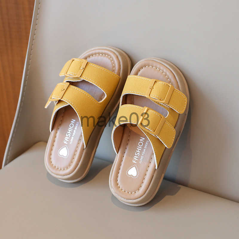 Childrens slippers 2025 summer new style girls beach shoes boys casual soft sole medium large size for children to wear on the outside with a straight