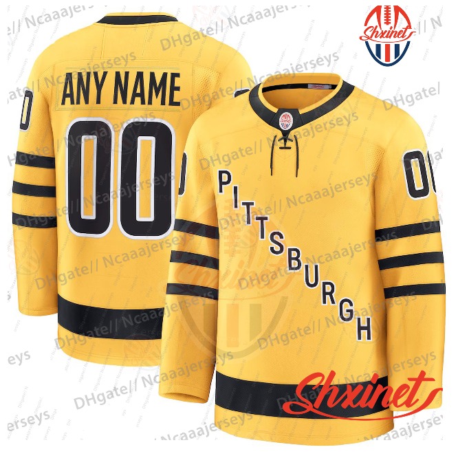 Pittsburgh 87 Sidney Crosby Jersey Evgeni Malkin Wear Gold Alternate hockey jerseys Breakaway Kris Letang Erik Karlsson Rust