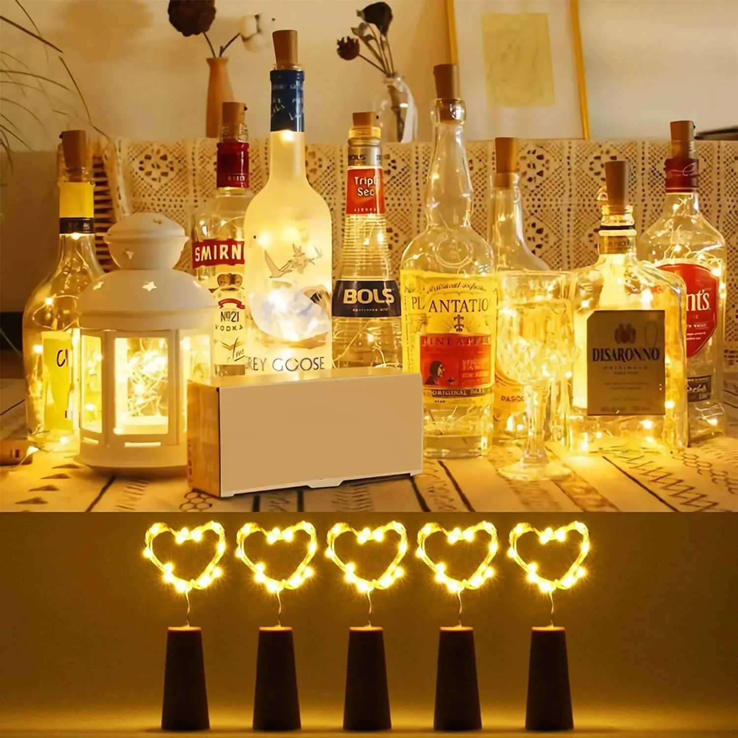 5pcs Bar LED Wine Bottle Cork String Fairy Lights Holiday Decoration Garland Fairy Lights Christmas Copper Wire String Lights W251107