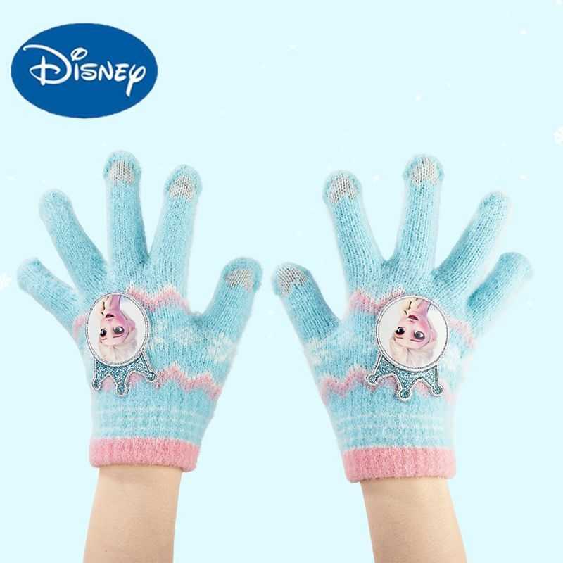 Disney Childrens Gloves Autumn Winter Girls Elsa Five-Finger Gloves Warm Cycling Winter Snow Play H2511071