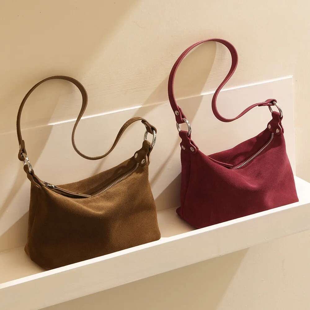 New Women Suede Female Frosted Cowhide Split Leather Single Shoulder Bag Wholesale Lady Trendy Crossbody Messenger