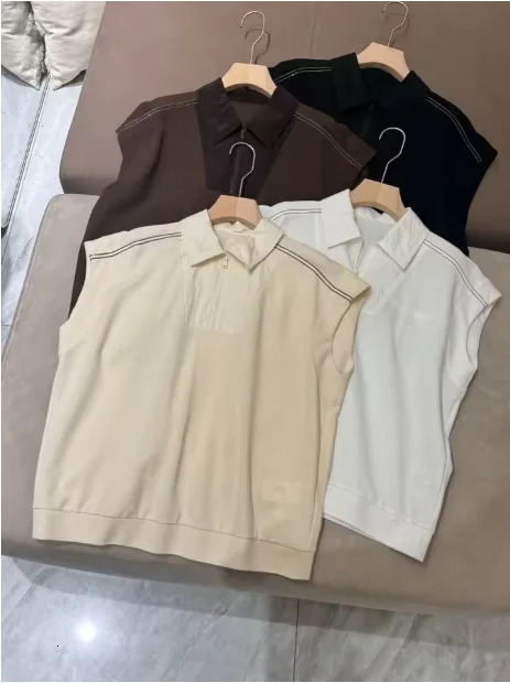 High quality womens short sleeved loose polo neck Tshirt 250407