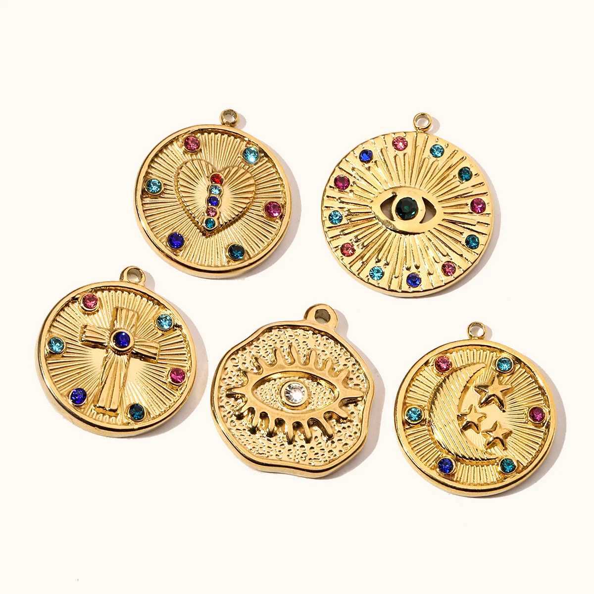 3pcs/Lot Devils Eye Love French Retro Stainless Steel Charms Womens Clover Jewelry Necklace DIY Small Pendant WholesaleXJ251107