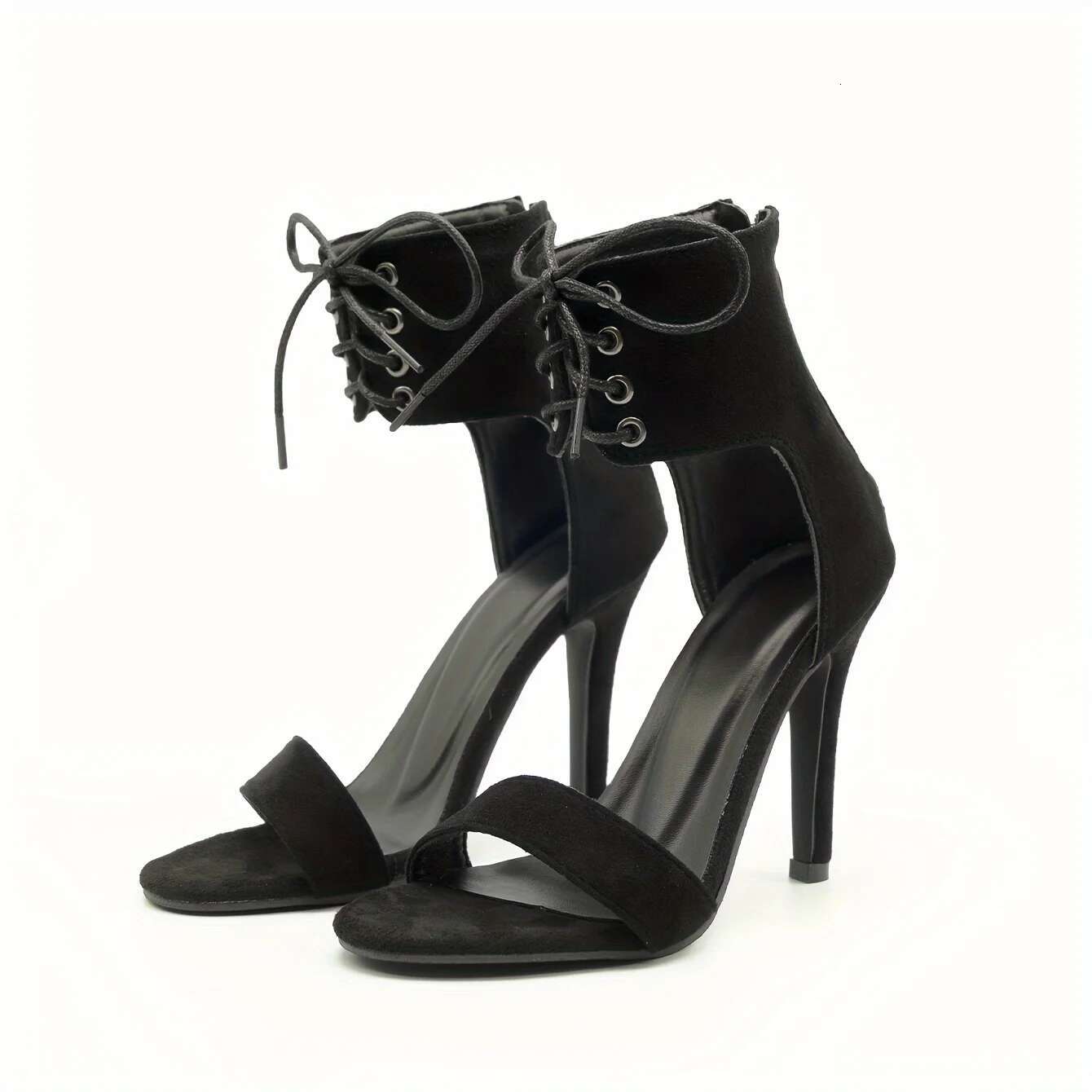 2024 Sexy Open Toe Lace Hollow Cross Sandals For Womens Roman Shoes Side Zipper Thin High Heels Cool New Designer Pumps