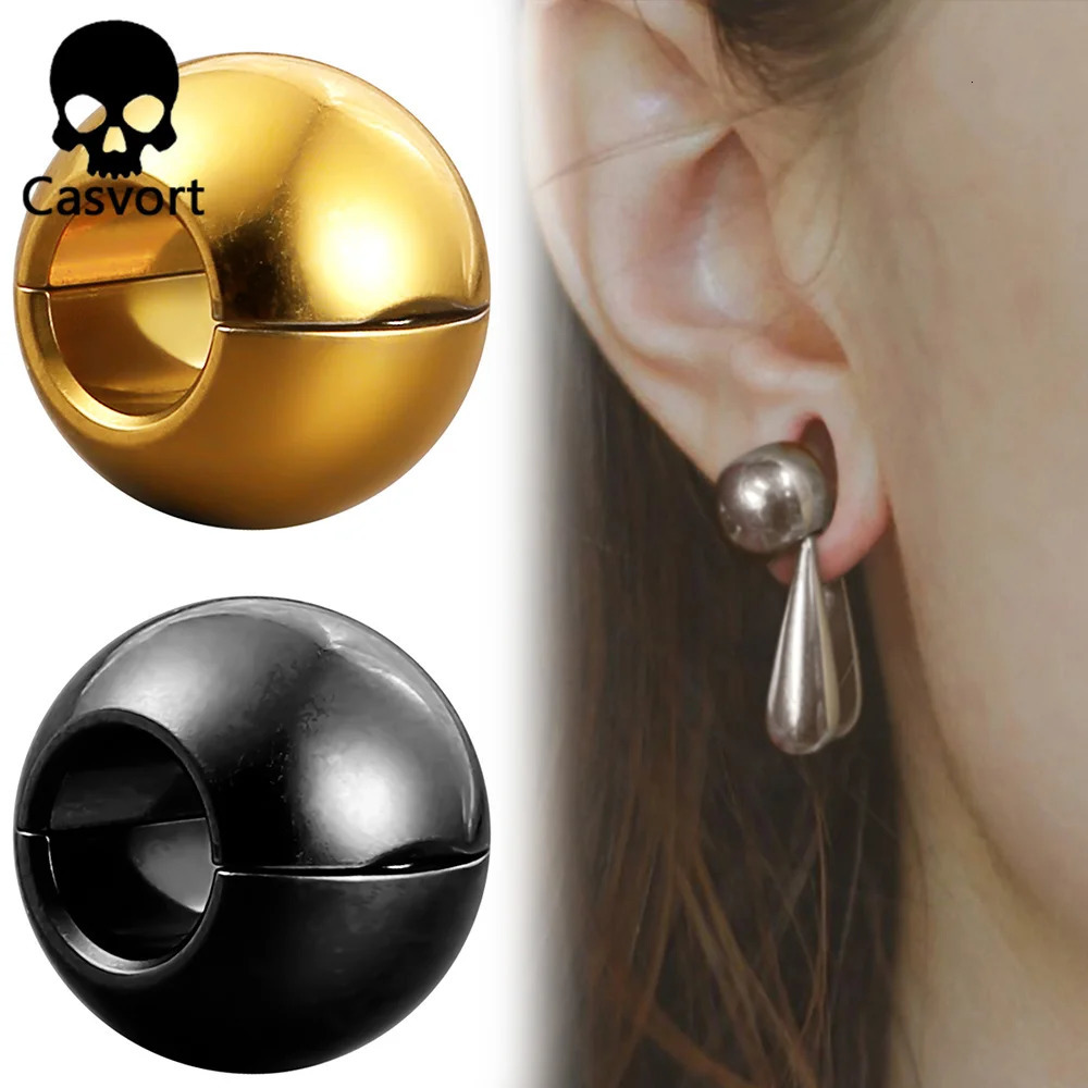 Casvort 2PCS Daily Casual Ear Weights Hangers Lobe Cuff Ear Gauges Plug Expander Stainless Steel Piercing Women Men Body Jewelry 250403