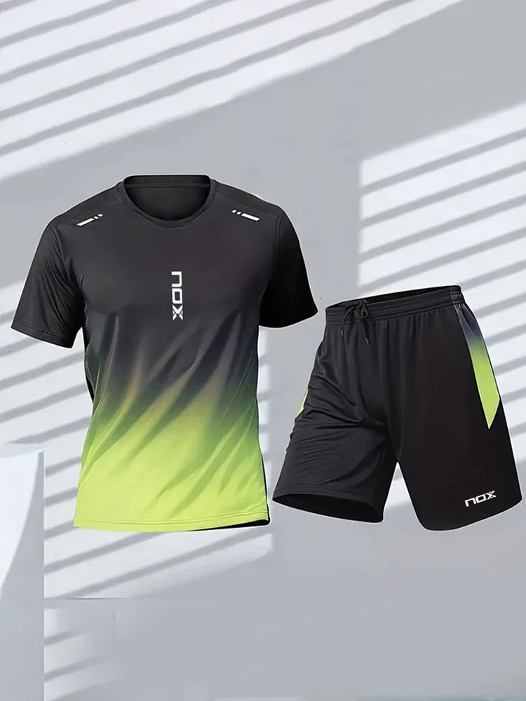 Nox Mens Tennis Sports T-shirt And Loose Shorts Set Comfortable Football Sports Shorts Summer Mens Badminton Training Wear 250401