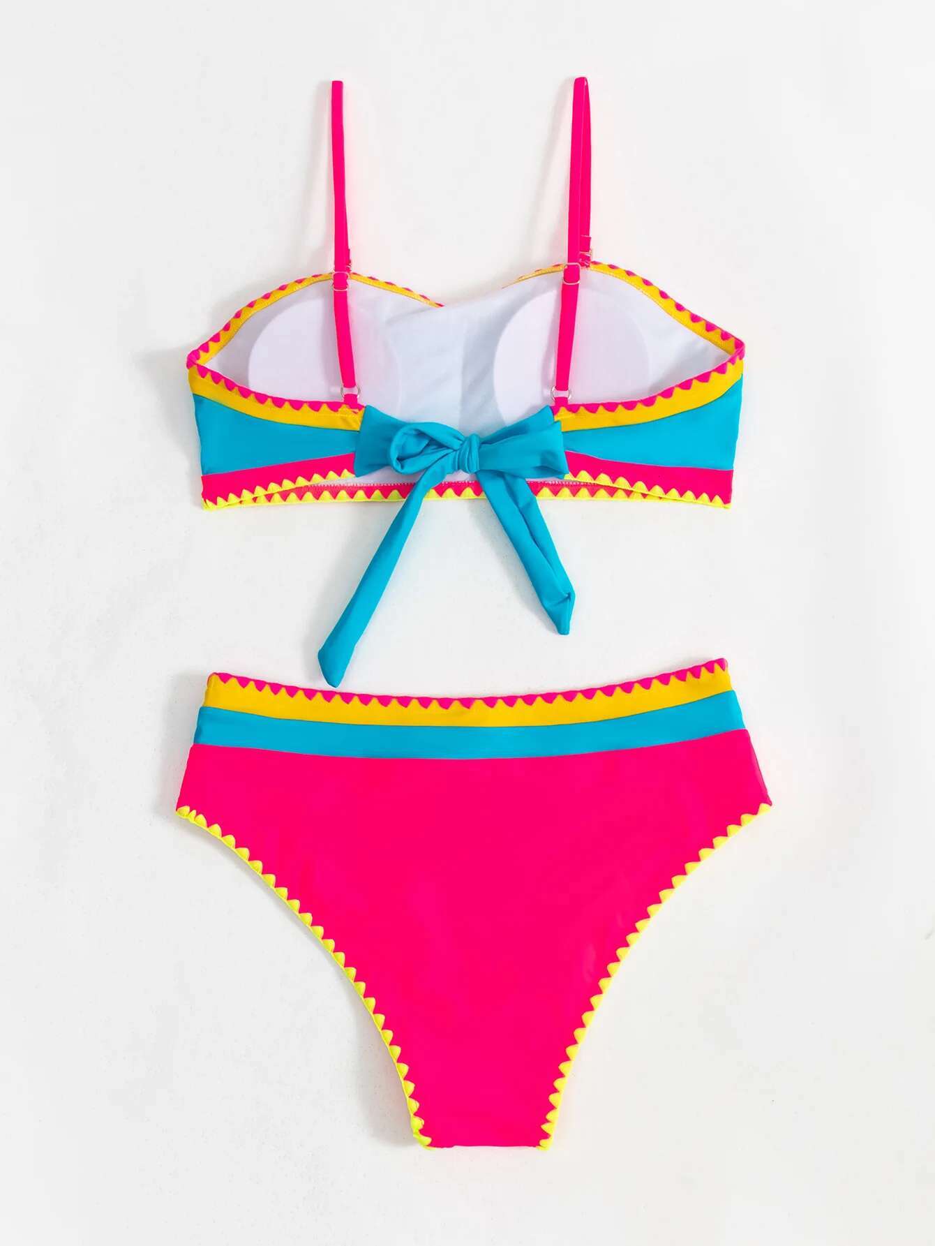 Dongdumaoyi Sexy Hot Pink Patchwork Bikini Set Women Colorful Push Up Padded High Waist Swimsuit Summer Beach Bathing Suit Swimwear