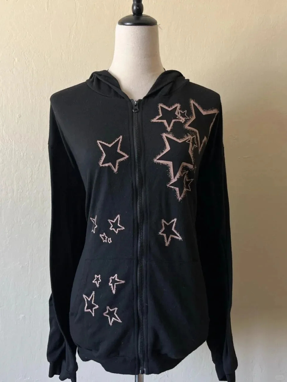 Y2k celebrity girl print cute womens clothing hoodie zipper goth street retro 90s Harajuku loose jacket pleated top 250403