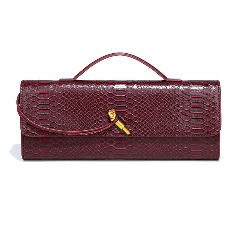 High end Handheld Banquet Bag for Women, Horizontal Version, Trendy Stone Pattern Bar Retro niche Single Shoulder Crossbody Bag, 2025 New Casual and V