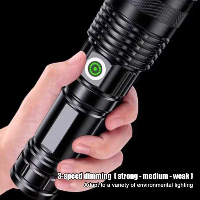 Handheld Flashlight Rechargeable LED Tactical Flashlight with 3 Modes Waterproof for Camping Hiking Outdoor Biking EmergencyW251106