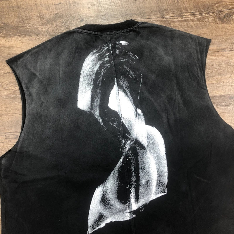 Frog Drift Love Pressure Quality Retro Clothing 100% Cotton Hole Printed Top Loose Mens Oversized Tank Top 250403