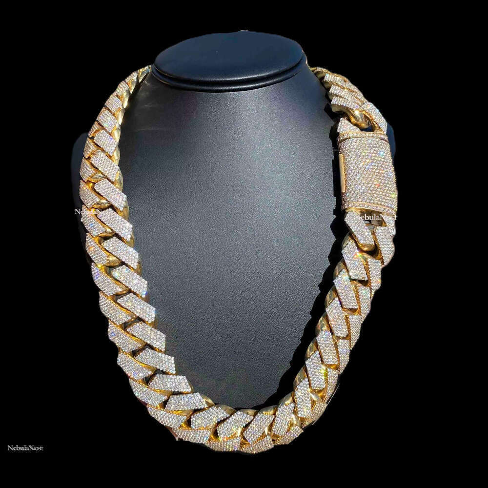 Custom 10k 14k Real Solid Gold Miami Cuban k 20KT LG Dia Chain for Rappers Man VVS Moissanite Necklace Women
