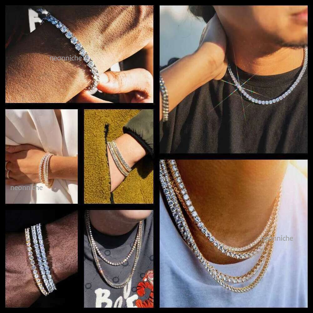 4-5MM Width Fashion Pendant Necklaces Fine jewelry sterg sier vvs moissanite necklace dia mossanite tennis chain for Women Men