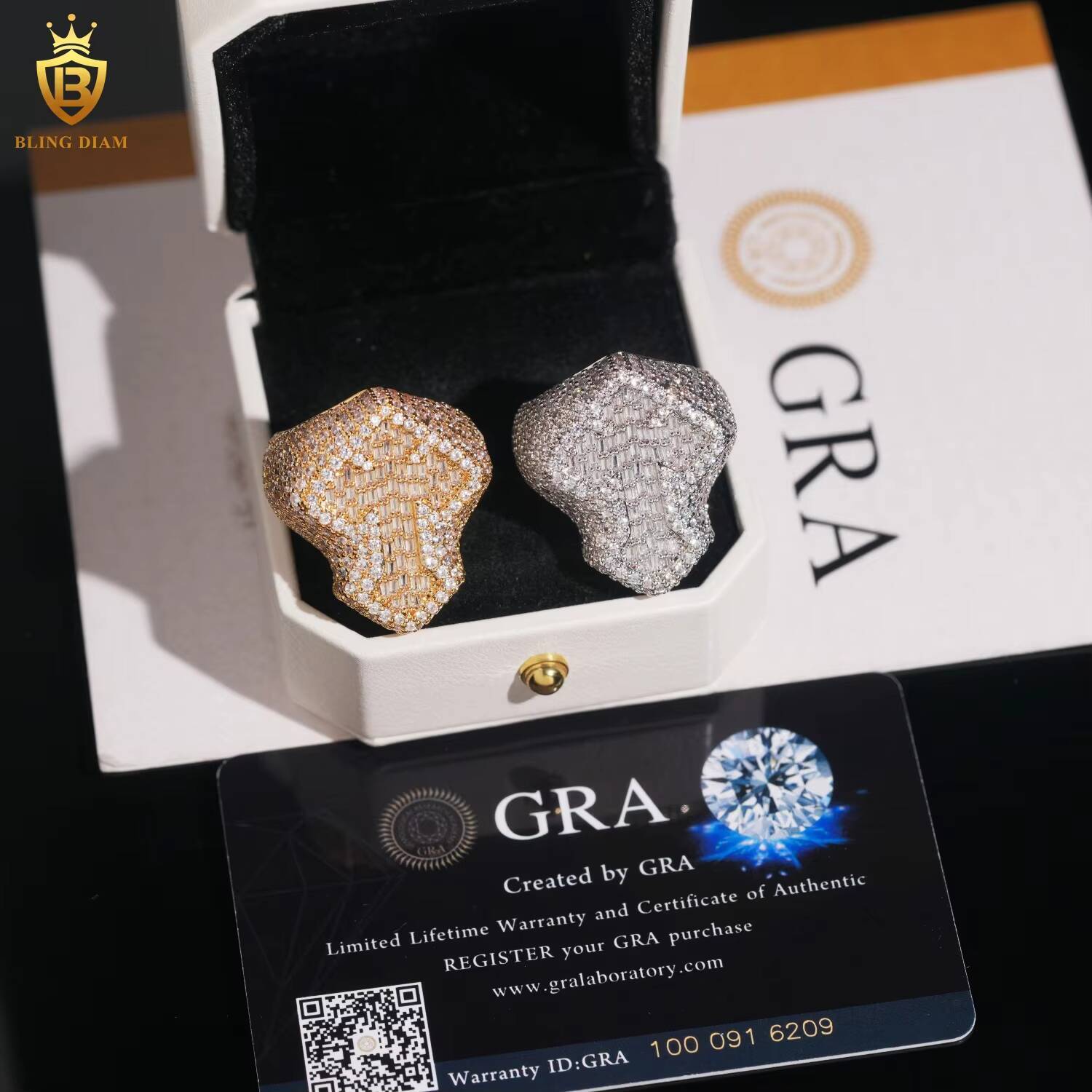 Hot Sale 925 Sterling Silver Moissanite Cross Ring Iced Out Moissanite HipHop Style Jewelry Ring Baguette Pass Diamond Test