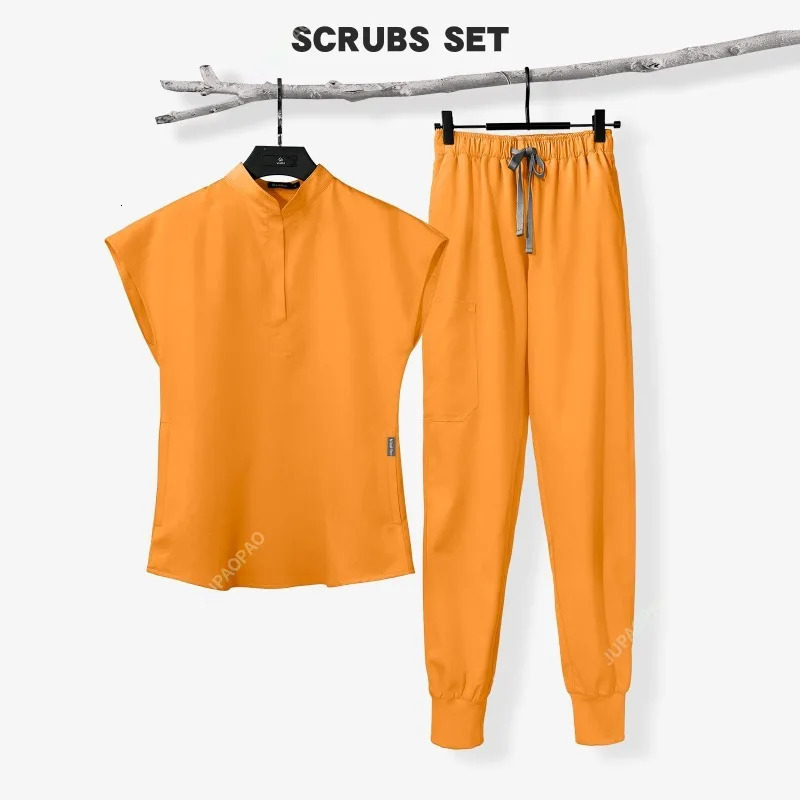 Nurse Uniform 13 Colors Scrubs Suit Hospital Work Set Surgery Uniform Spa Beauty Work Clothes Clinical Dentist Top Pants 250402
