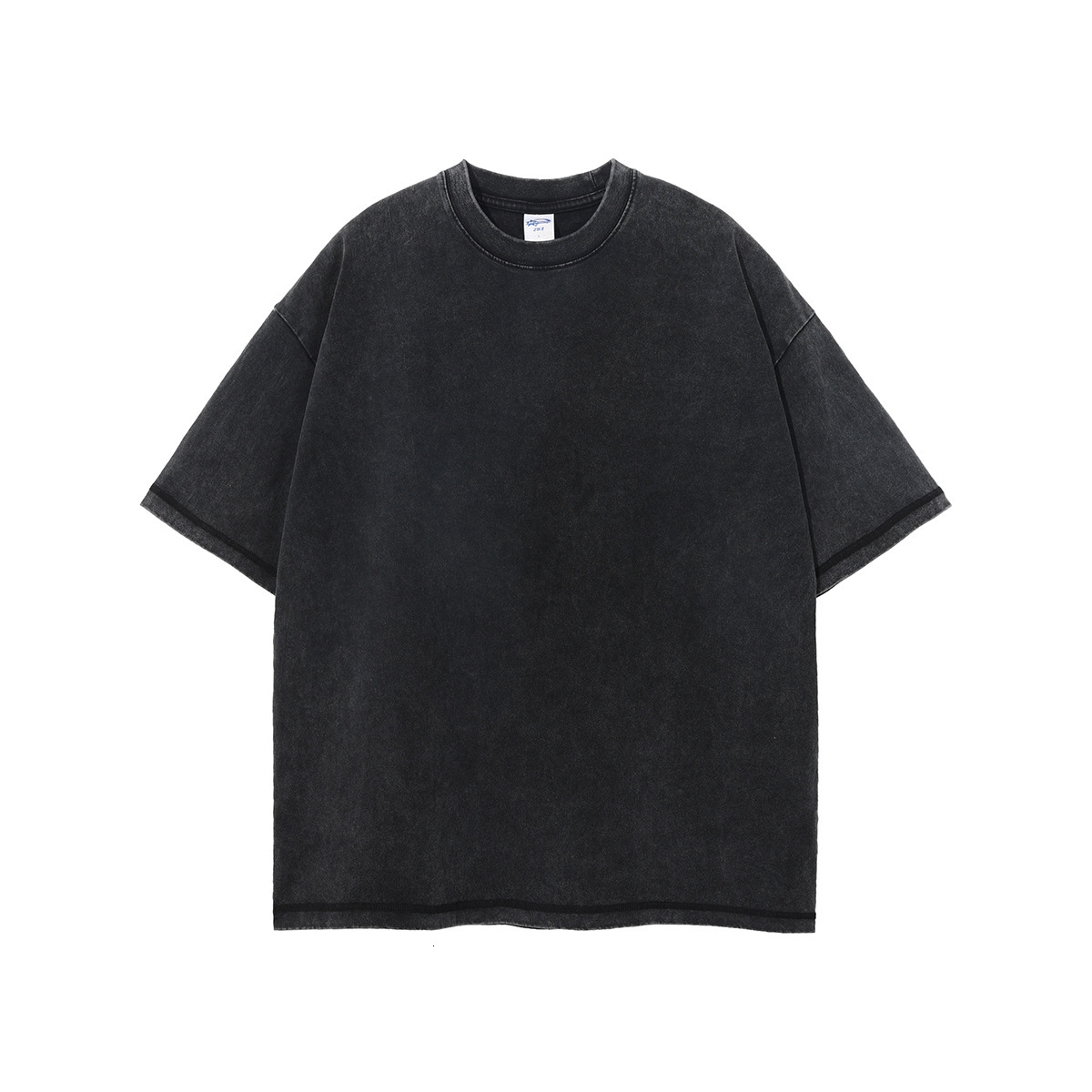2025 Summer High Street Trendy Brand Loose Small Collar Wax Printed Sleeves, Made Old, Washed Men's Short T-Shirts