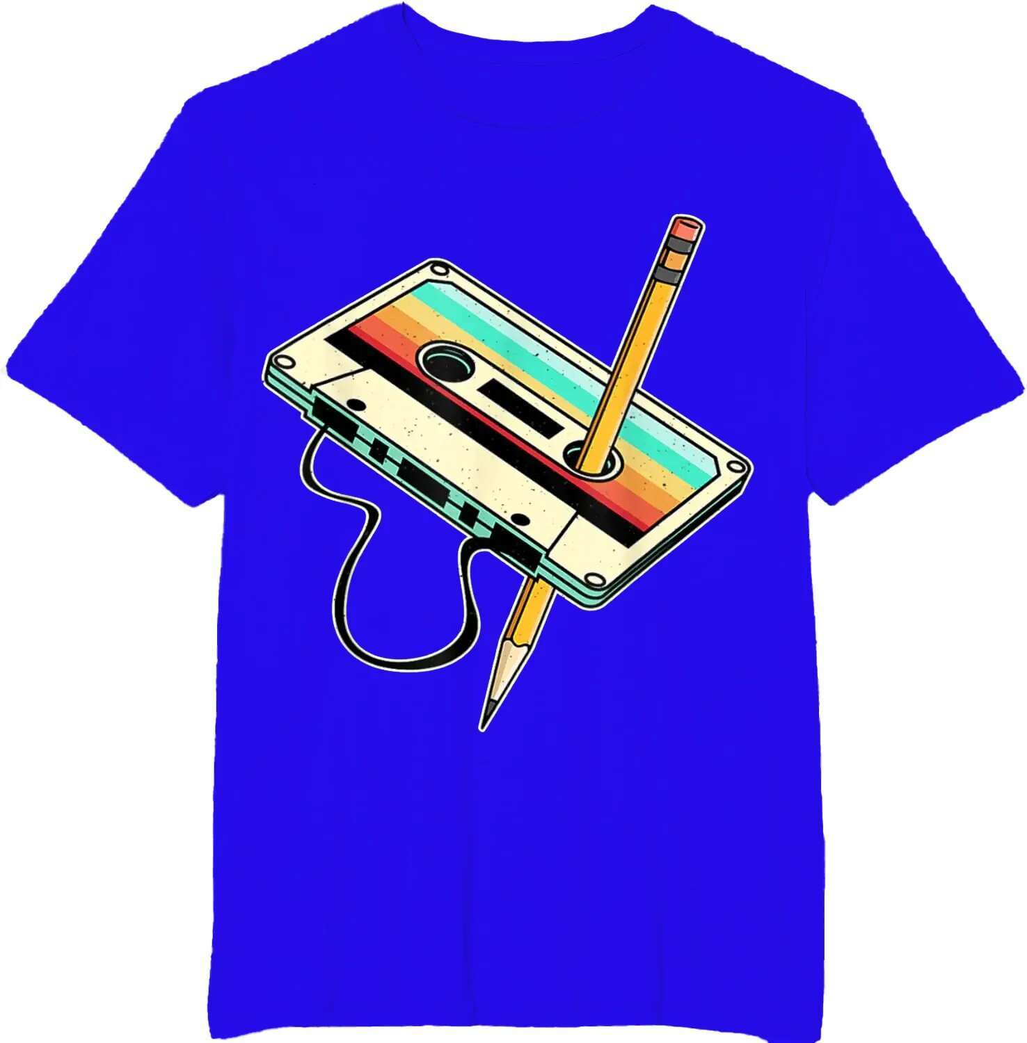 Cassette Tape Pencil 1980S Retro Throwback Music T-Shirt Men Clothing Vintage T Shirt Camisetas