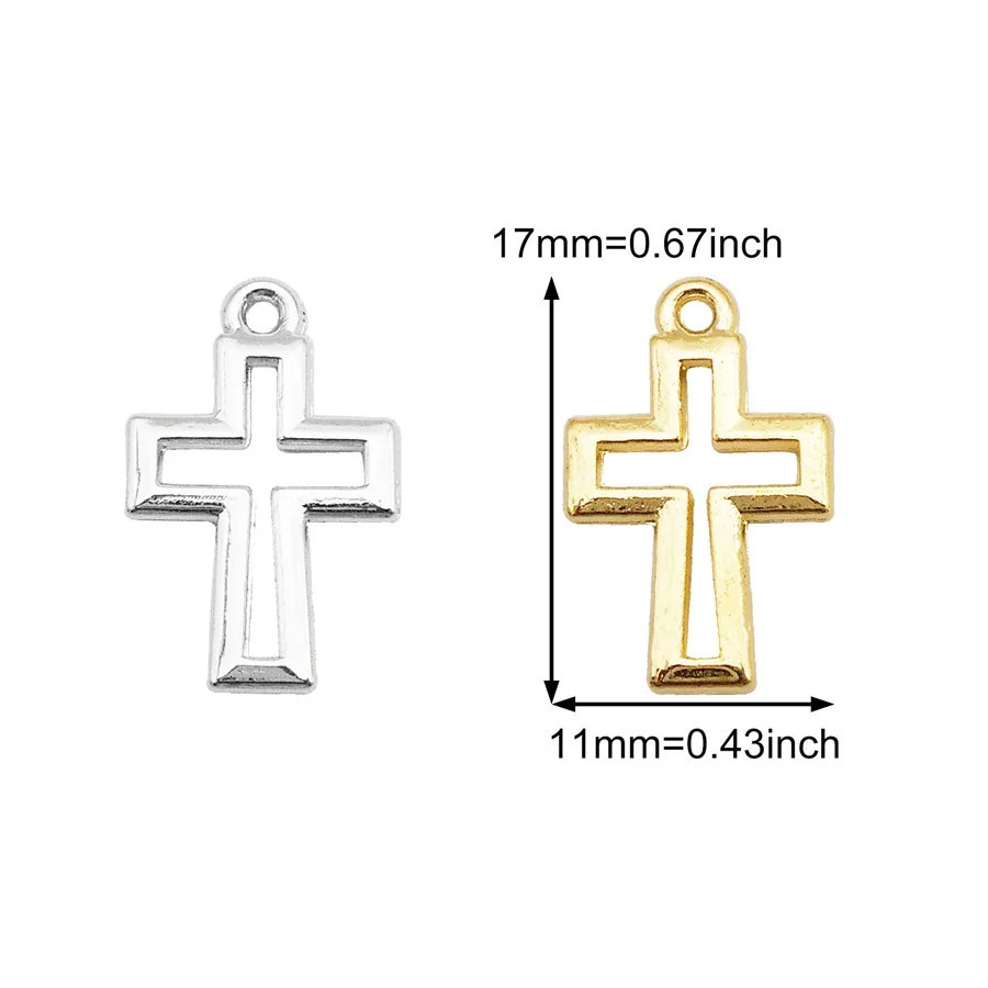 50 pieces of 11 17mm alloy small hollow cross charm necklace pendant jewelry handmade bracelet earrings decoration accessories 250325