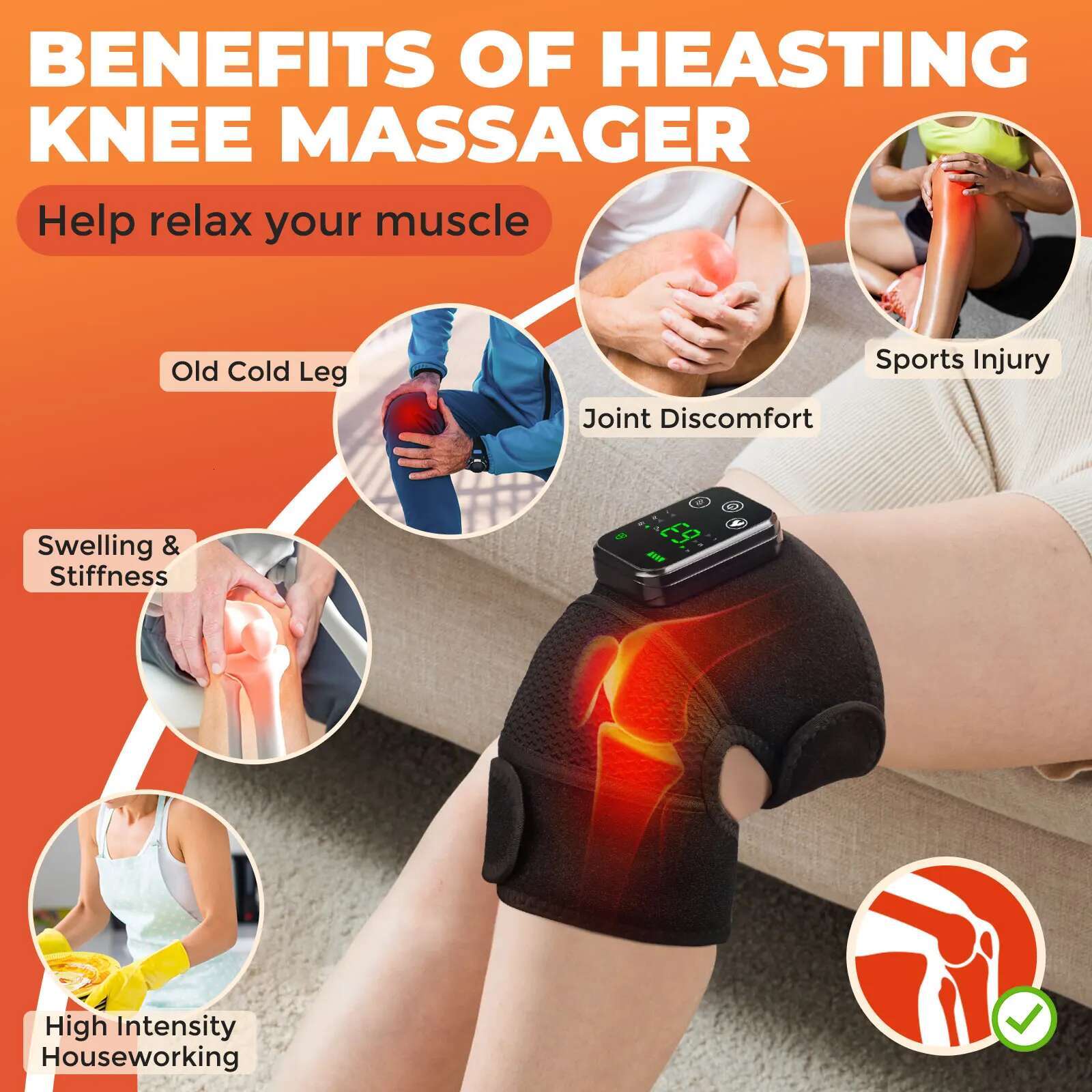 Multifunction Leg Massager Joint Heating Vibration Massage Elbow Shoulder Support Thermal Knee Pad Blood Circulation