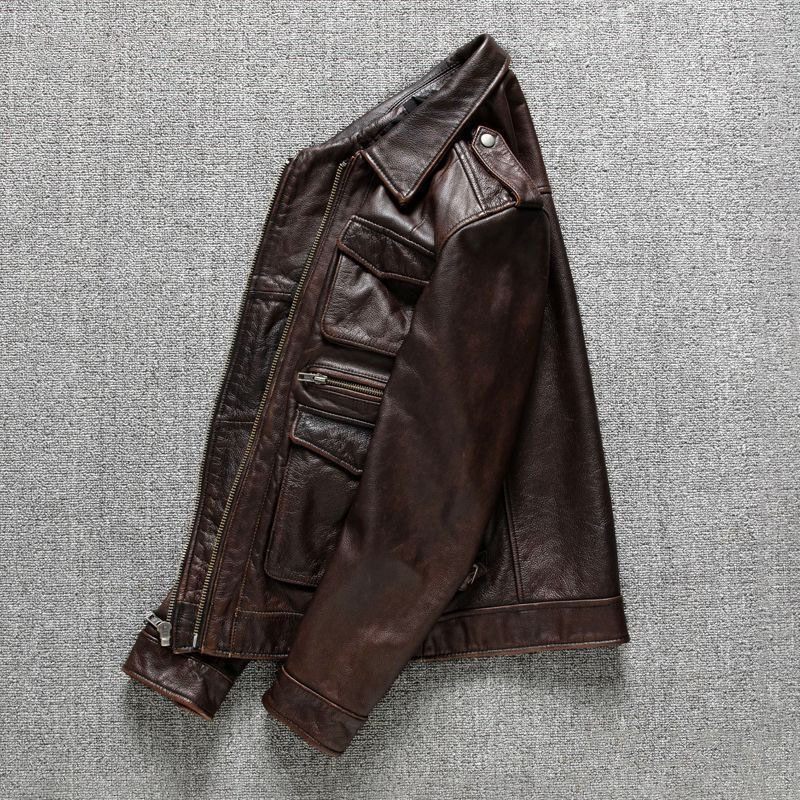 YR!Wholesales.2024 sales black cowhide jacket.100% genuine leather coat.warm leather clothes.plus size M65 real leather