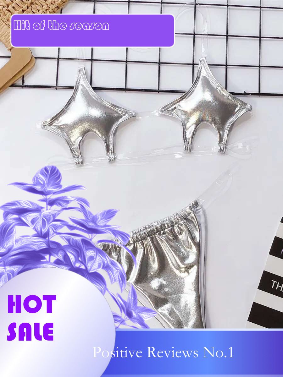 Dongdumaoyi Micro Bikini Women Clear Strap Push Up Bra Neon Yellow Gold Transparent Swimsuit Triangle Bather Thong Swimwear Biquini